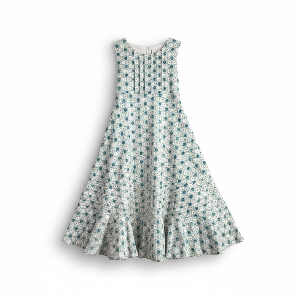 Handmade‎ Vintage Floral Sleeveless Dress Kids 10 Blue Pink Cottagecore Retro